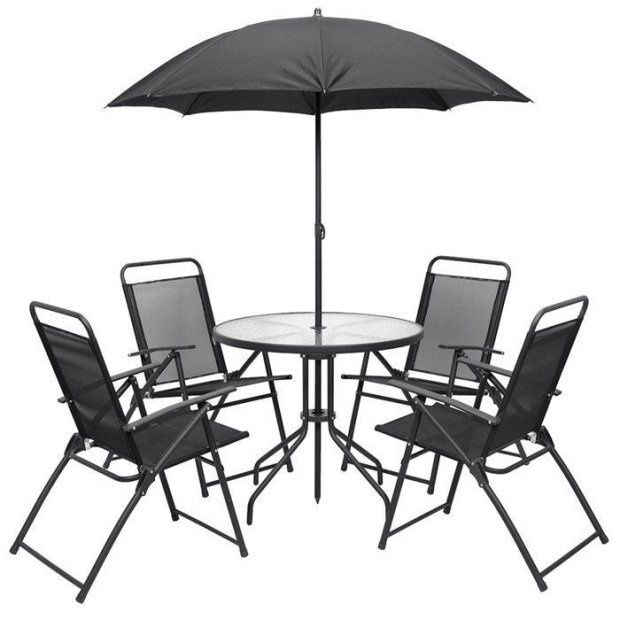 Zestaw ogrodowy stół +4x krzesło składane + parasol.