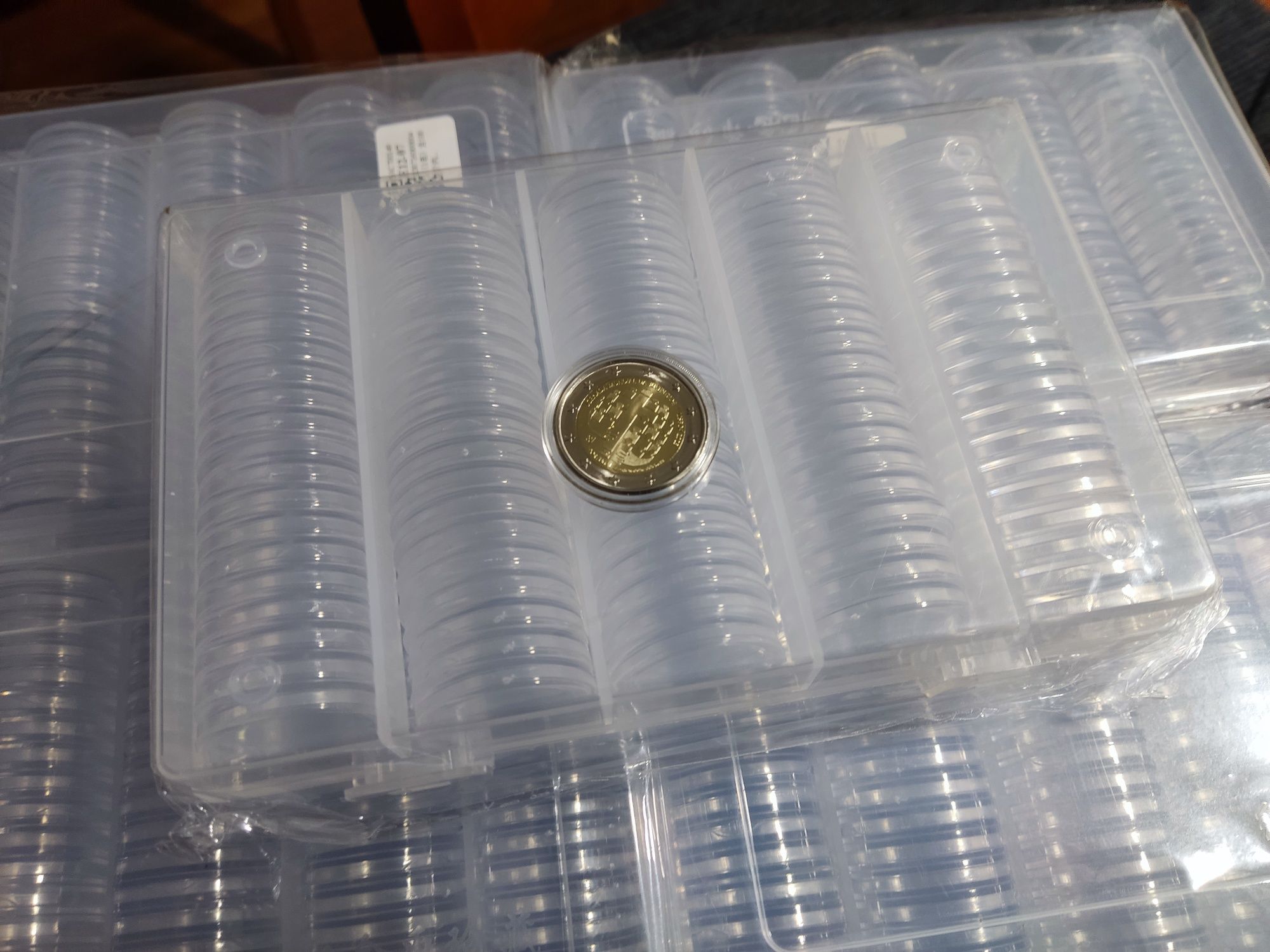 Caixa com 100 cápsulas de 30mm p/ moedas de 5€