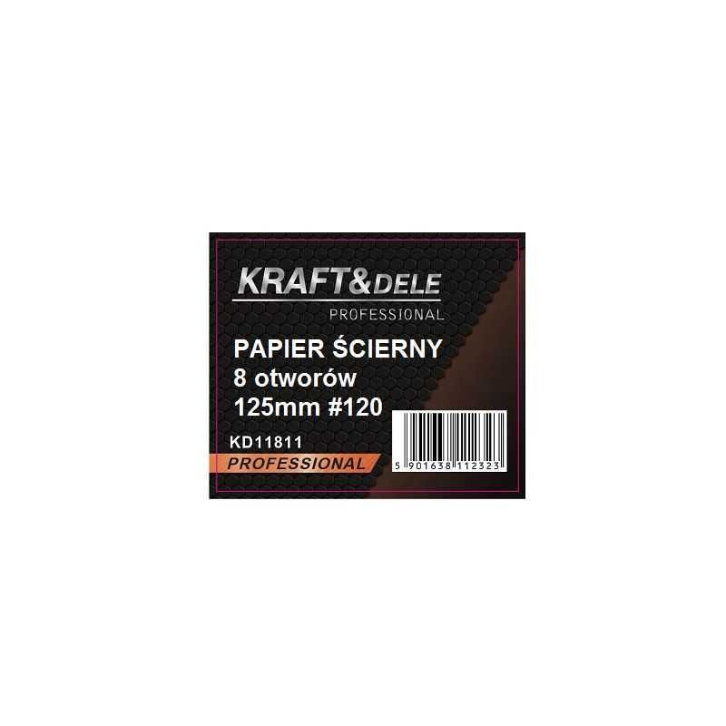 PAPIER ŚCIERNY P120 125mm 50 krążków z otworami na rzep KD11811