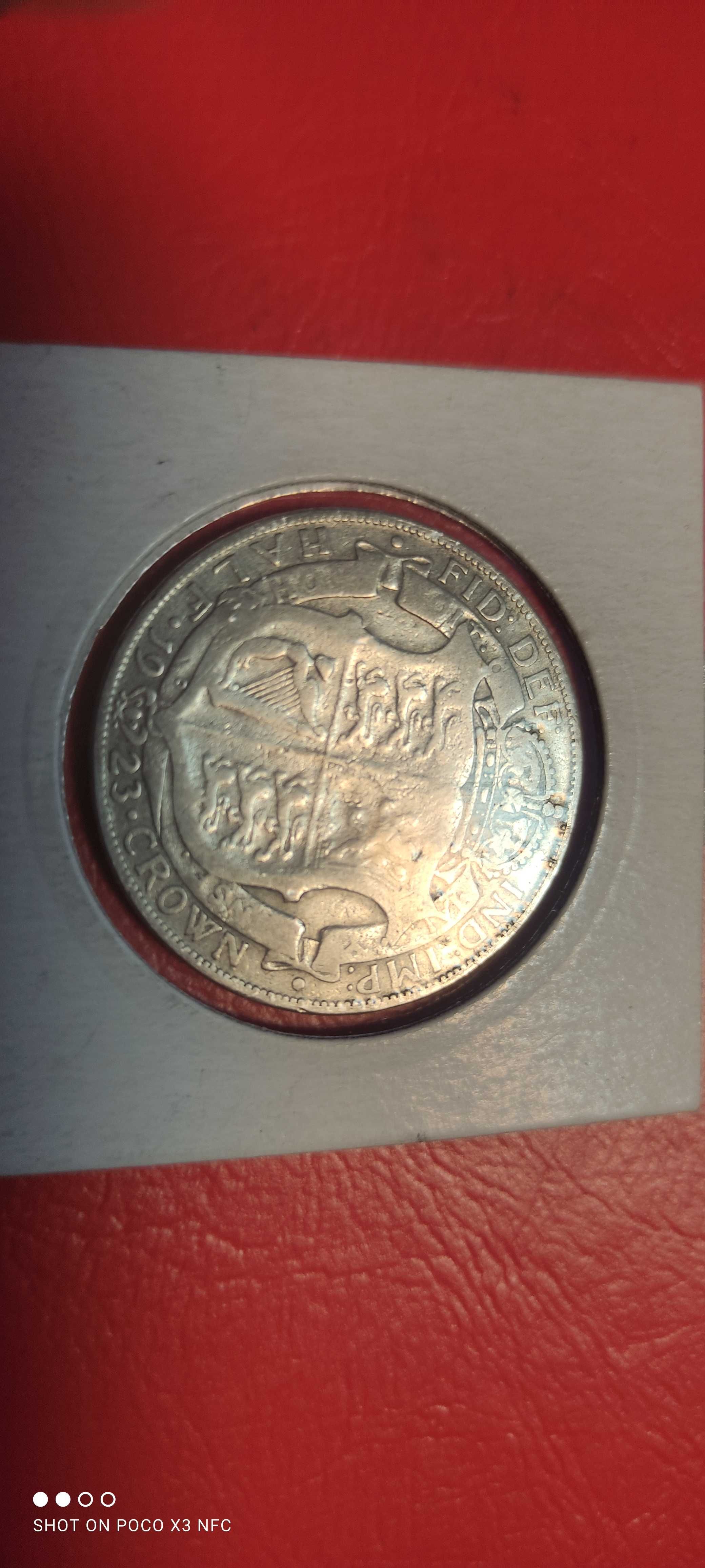 Moneta srebrna Anglia half crown 1923 1/2 korony stara srebro Ag