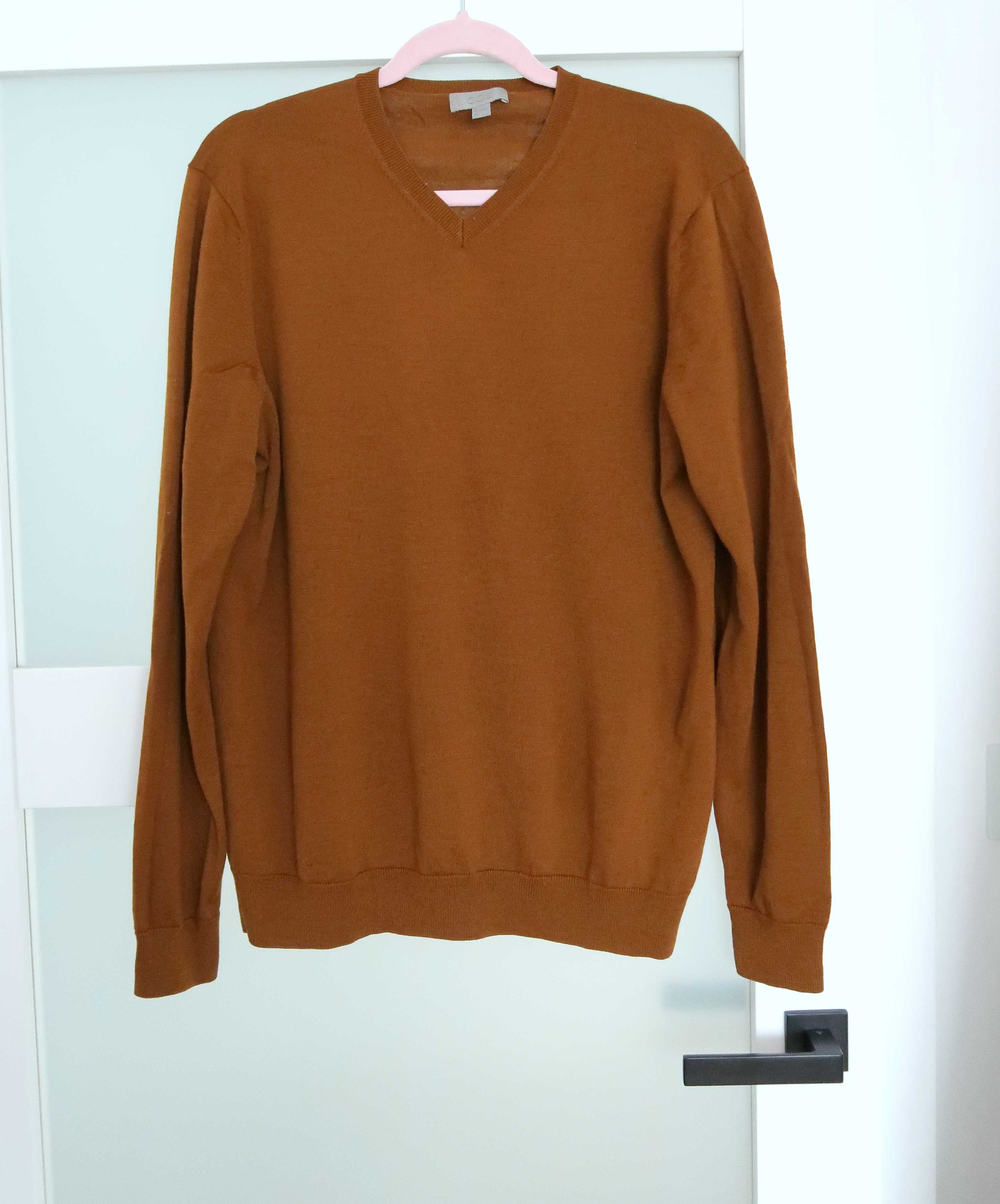 Wełniany sweter COS brązowy merino wool wełna basic L
