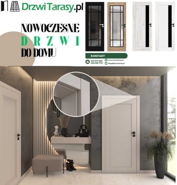 Windoor Drzwi ELEGANCE bezprzylgowe białe od ręki SZYBKA dostawa