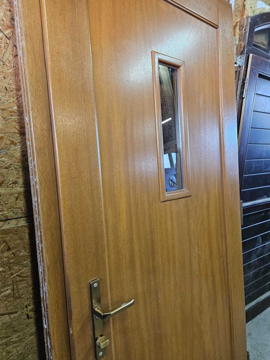 DRZWI Zewnętrzne Mahoniowe Drewniane Wejściowe 108x229cm