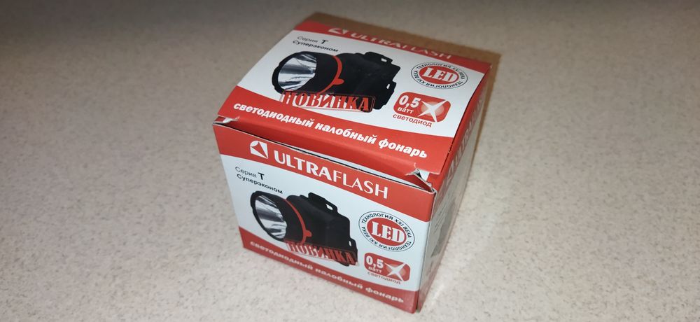 Новый LED Фонарик UltraFlash на лобный на 3х батарейках АА (R6)