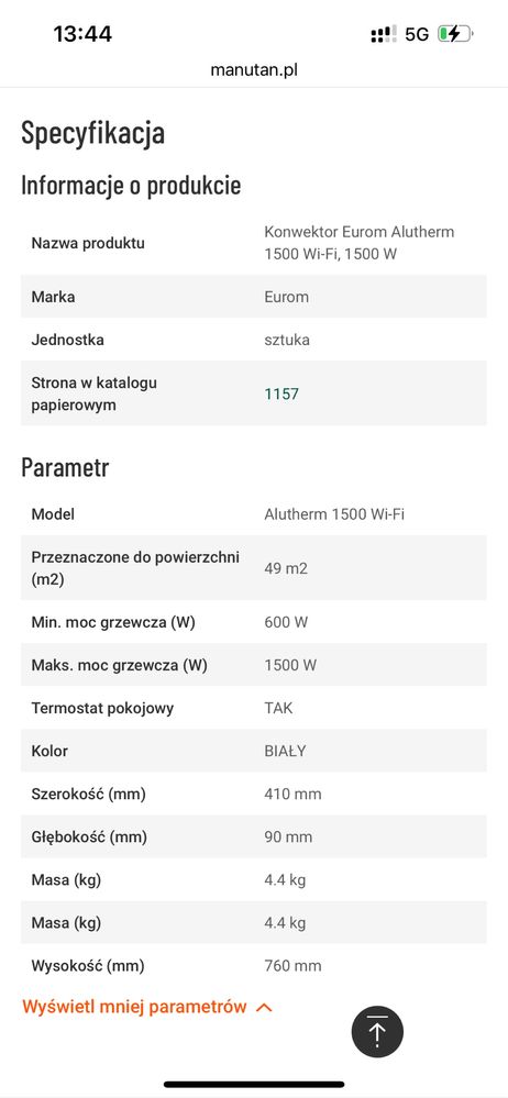 Nowy grzejnik konwektorowy Eurom Alutherm Wi-Fi