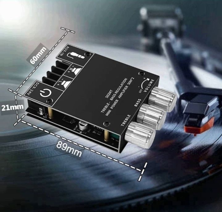 Мини аудио усилитель плата 50х50 + 100 Вт Модели  ZK-MT21  |  ZK-502MT