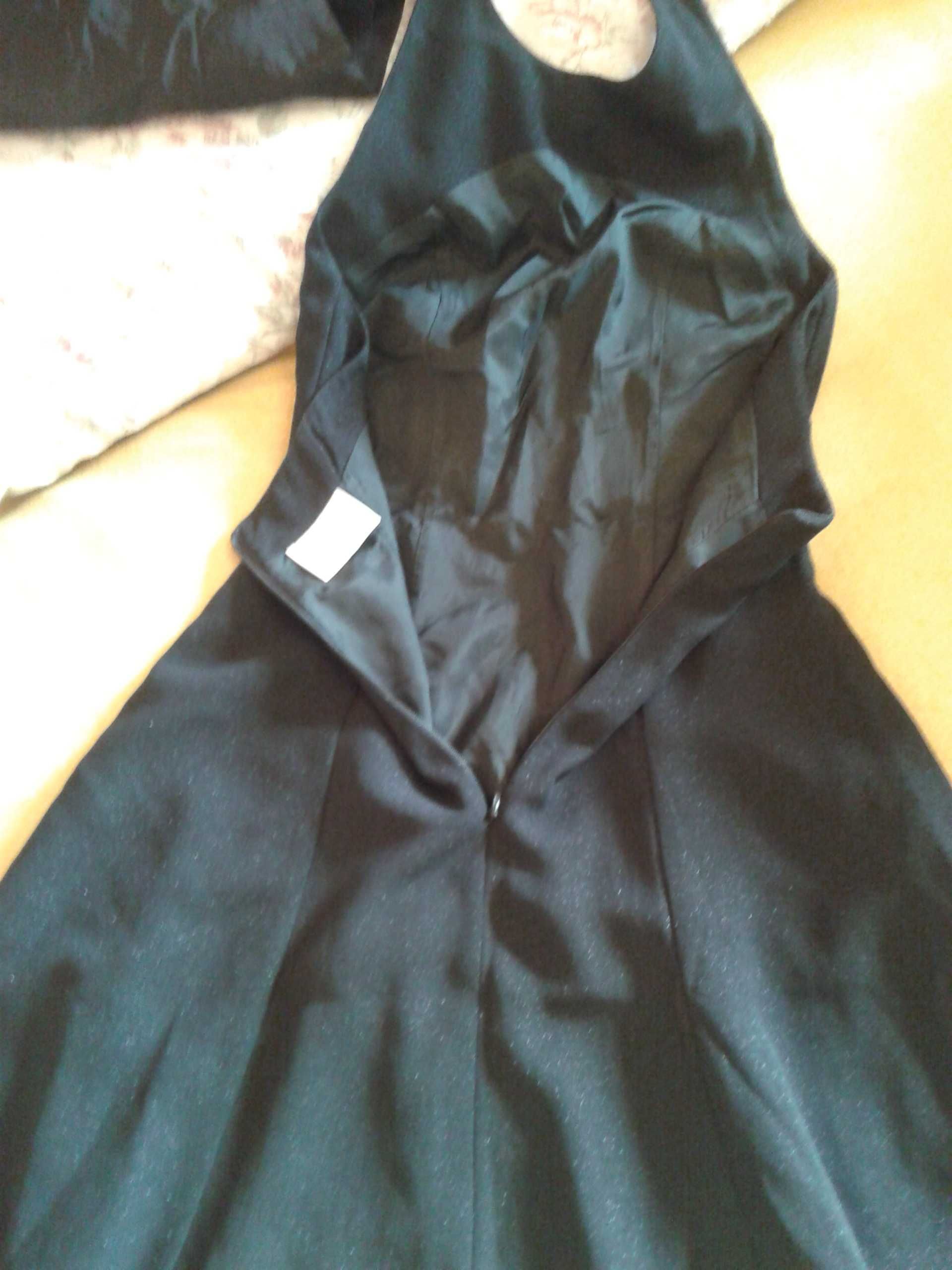 Sukienka wizytowa, czarna z brokatem, rozmiar XS-S