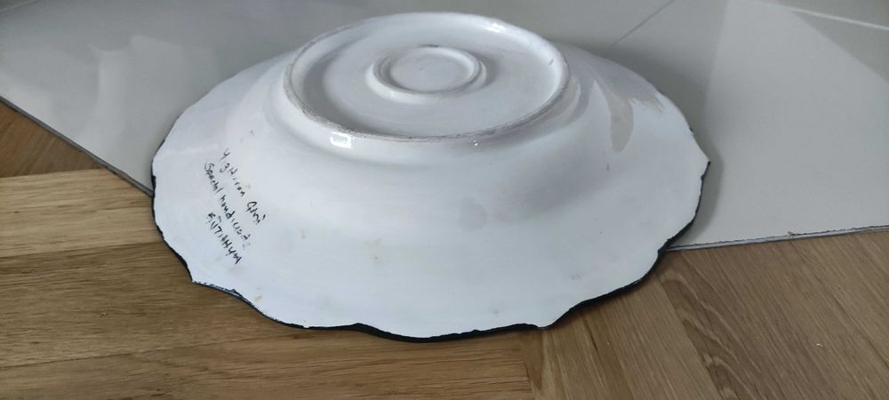 Ceramiczny talerz, ścienny, ręcznie zdobiony