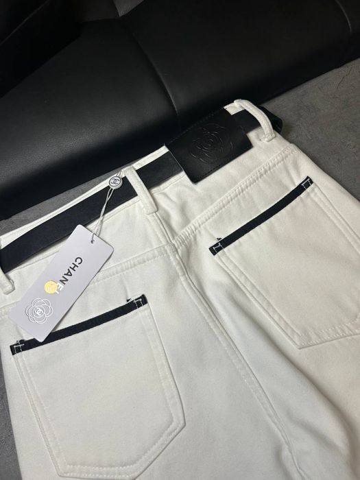 Утеплені джинси Chanel з ременем  прямі преміум якість