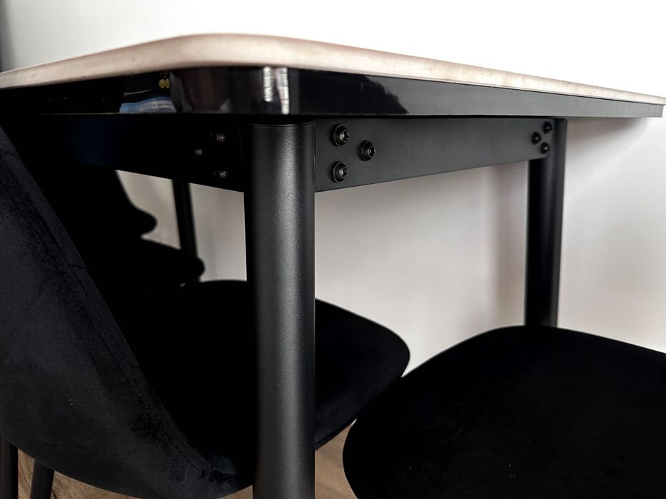 Stół ceramiczny LORIS 120CM Biały + 4 Krzesła