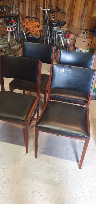 Krzesła drewno+skóra.  6 sztuk