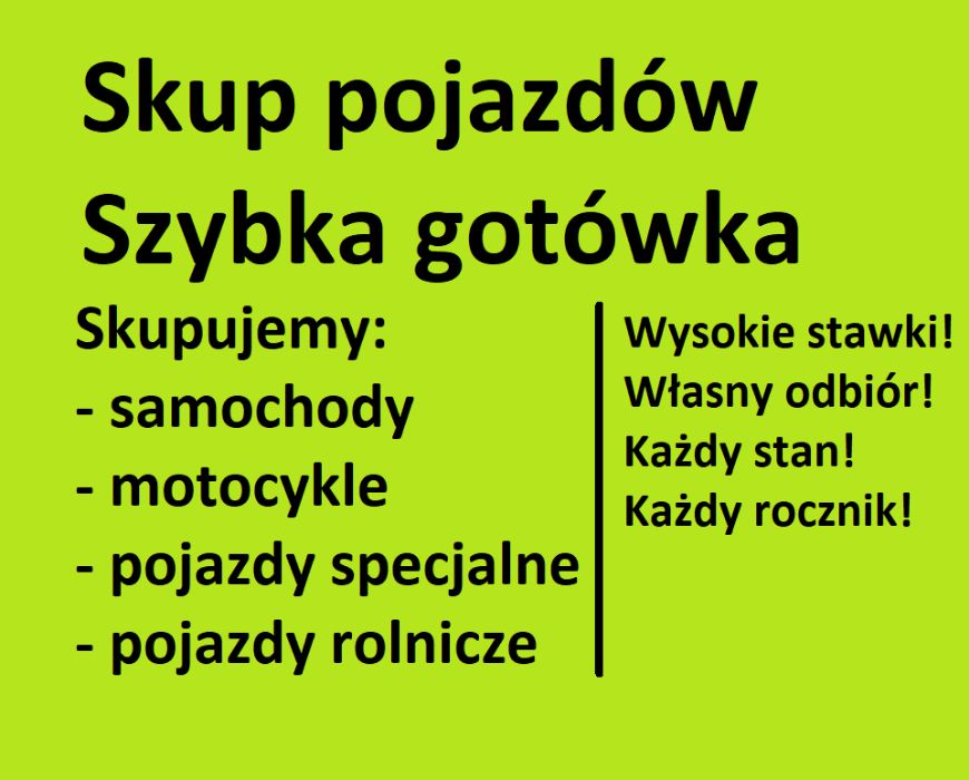 Skup pojazdów Leszno i okolice, aut, samochodów,  GOTÓWKA ODBIÓR