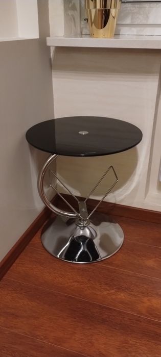 Stolik kawowy okrągły szklany czarny