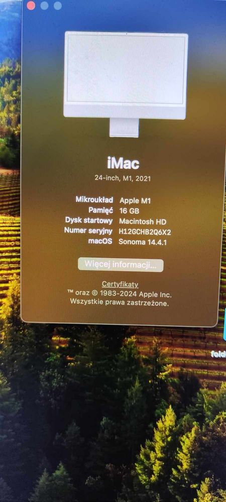 iMac 24 stan IDEALNY M1 16 RAM 256