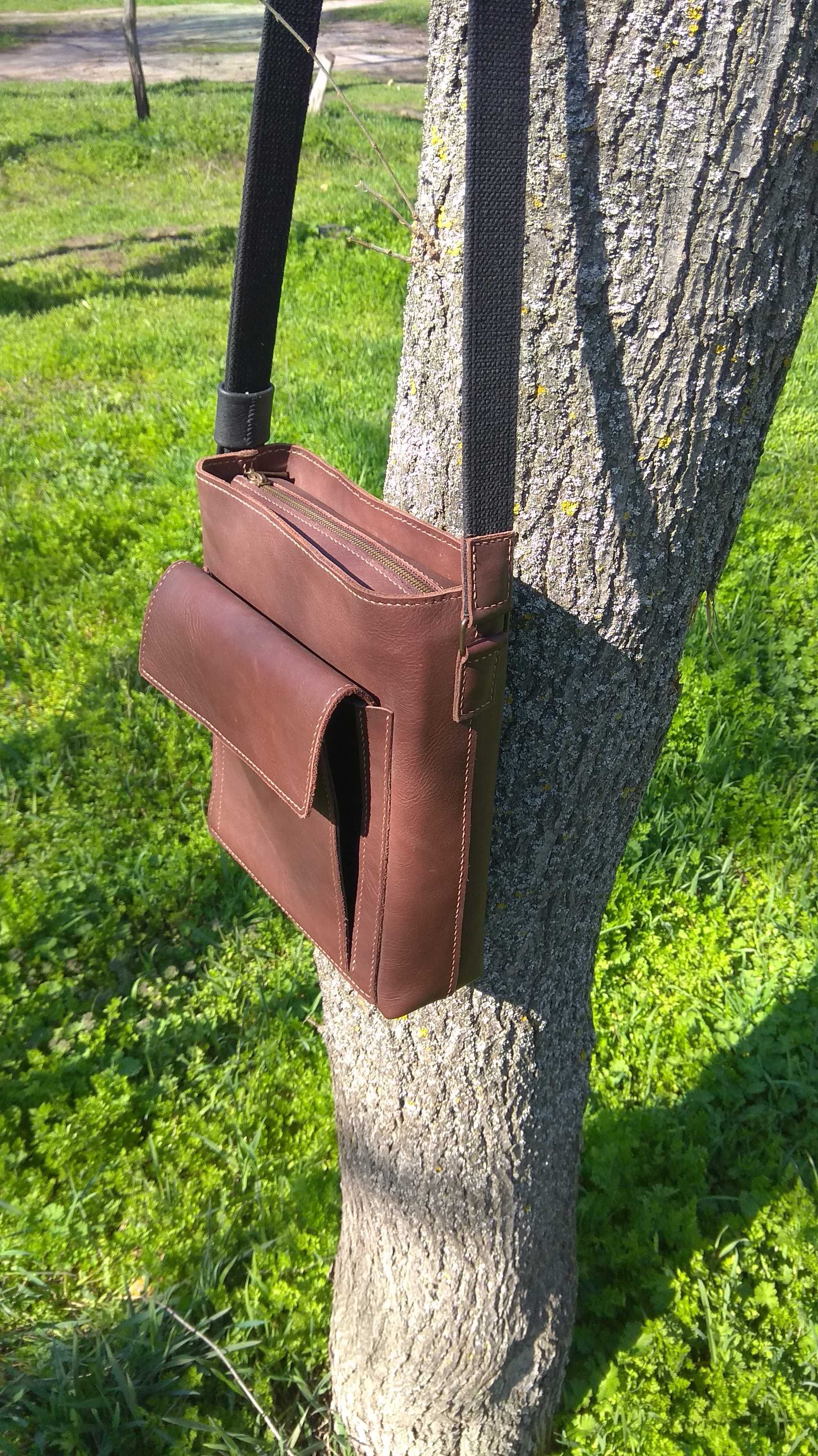 Кожаная мужская сумка планшет мессенджер . Ручная работа. Handmade.