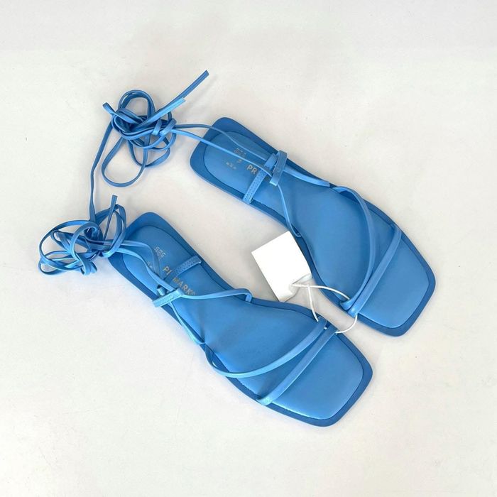 Primark 38 niebieskie klapki sandały na płaskiej podeszwie wiązane