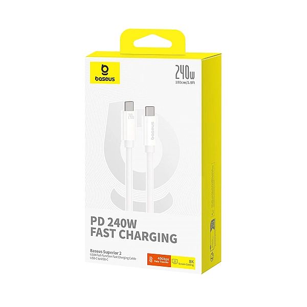 Kabel Baseus Superior 2 CB USB-C / USB-C USB4/240W 1.8m - biały