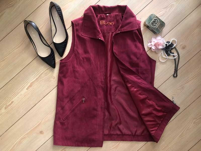 Damska kamizelka bordo 3XL 2XL XXXL 46 48 bezrękawnik suwak kardigan