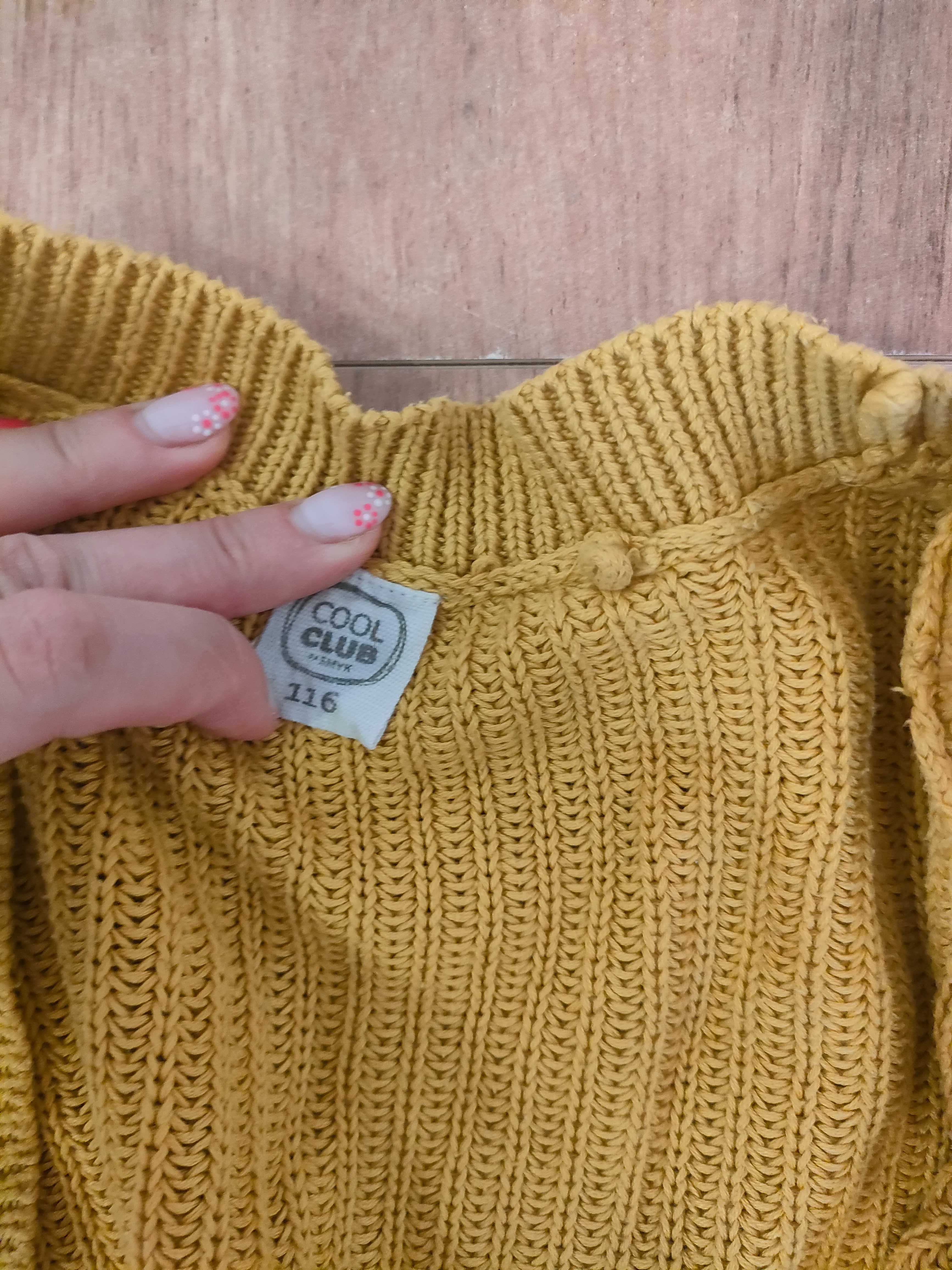 Sweter cool club musztardowy rozpinany na guziki 116 sweterek