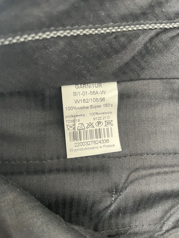 Bytom granatowy wełniany garnitur wełna super 150’s rozmiar 182/108/96