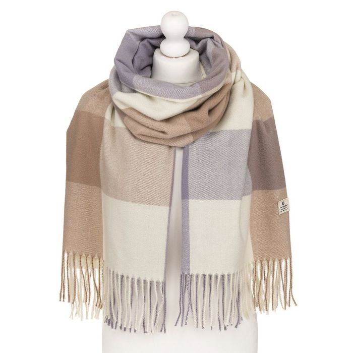 dwustronny szalik damski z frędzlami - peterson