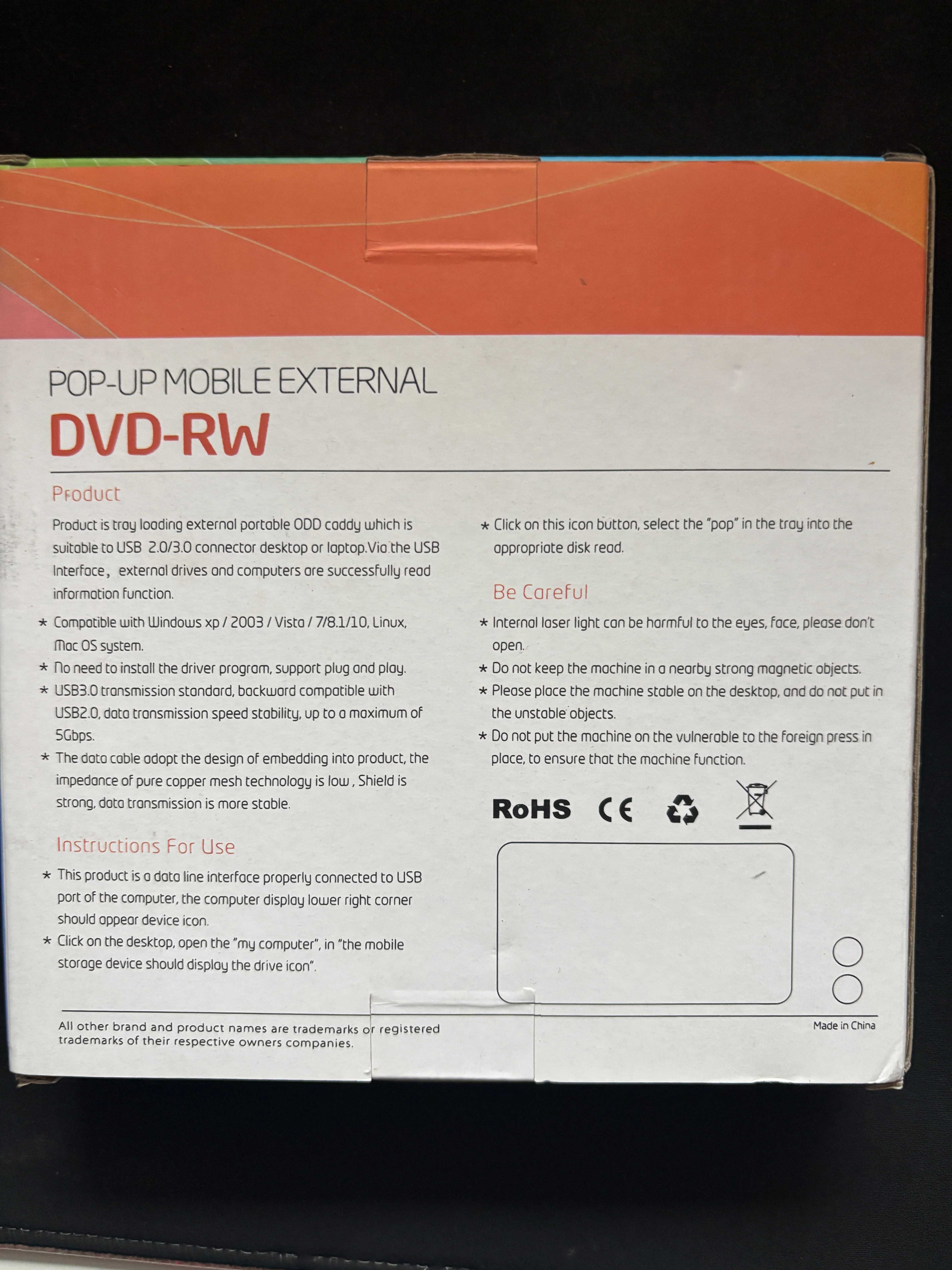 Zewnętrzna nagrywarka CD DVD-RW USB 3.0 |