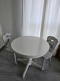 Stół biały rozkładany Ingetorp 90/115 i dwa krzesła.