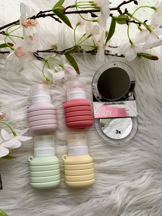 Zestaw podróżny składane pojemniczki lusterko