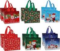 CSYY Świąteczne torby na prezenty wielokrotnego użytku z uchwytem