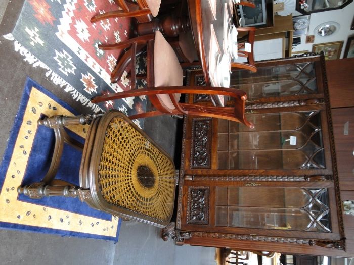 Mesa de centro em madeira, palhinha e vidro - óptimo estado