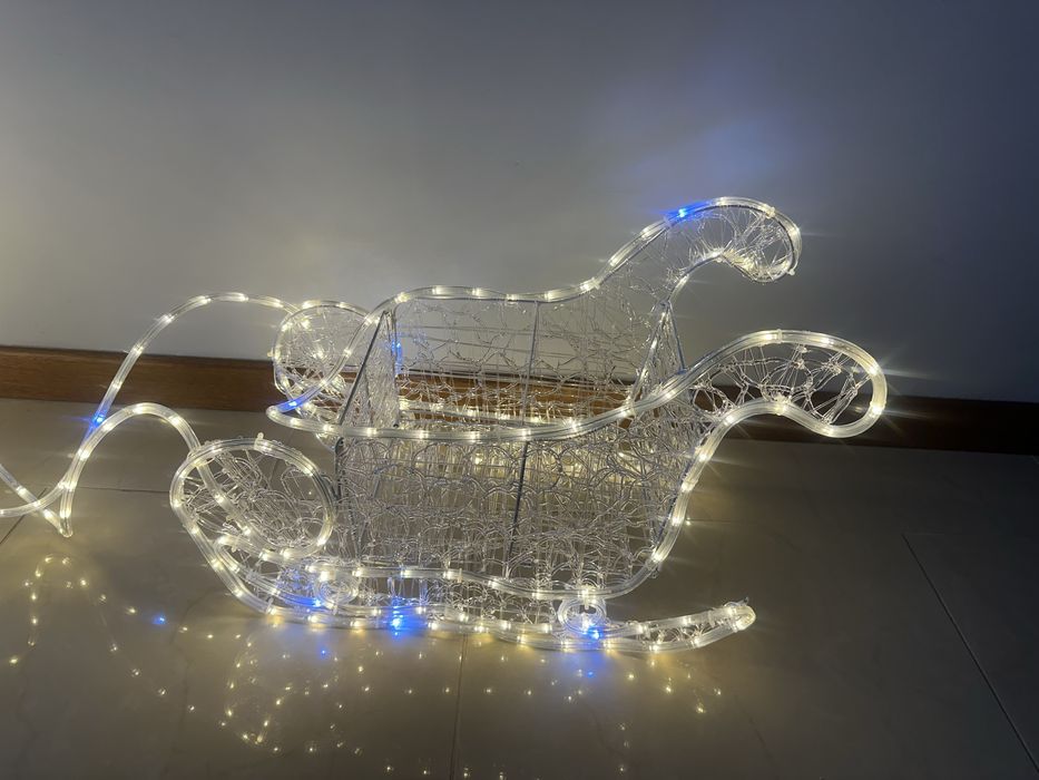 Renifery z saniami led zaprzęg flash świąteczne śliczne 150cm