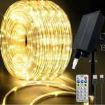 Solarny wąż świetlny LED 20m ciepły biały + pilot, USB, ogród
