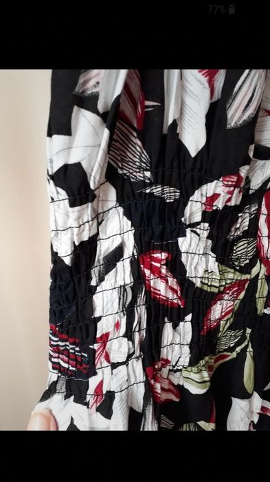 Długa sukienka na ramiączkach w kwiaty maxi z falbaną rozmiar S/M