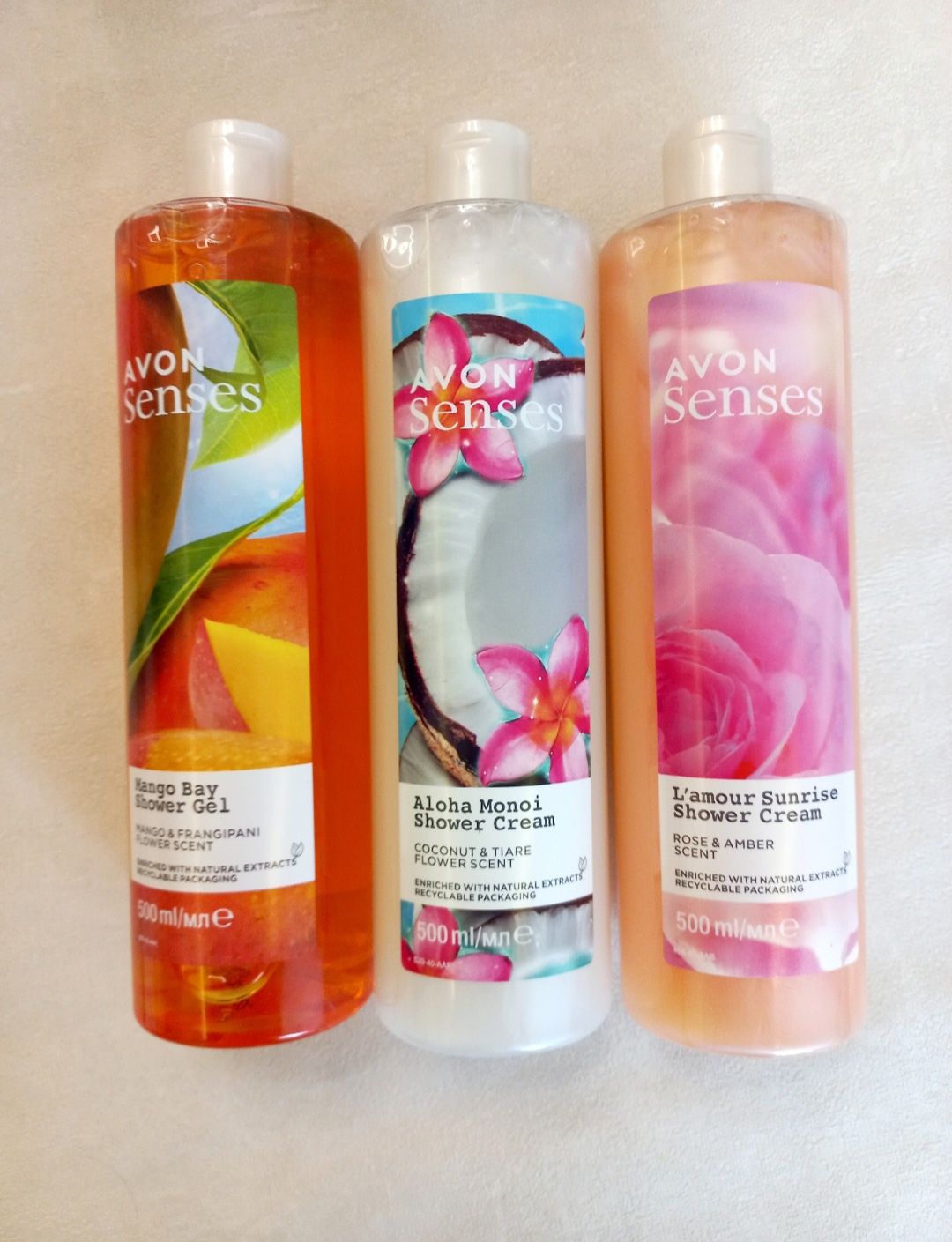 Żele pod prysznic zestaw 3 szt Avon Senses 500 ml duże