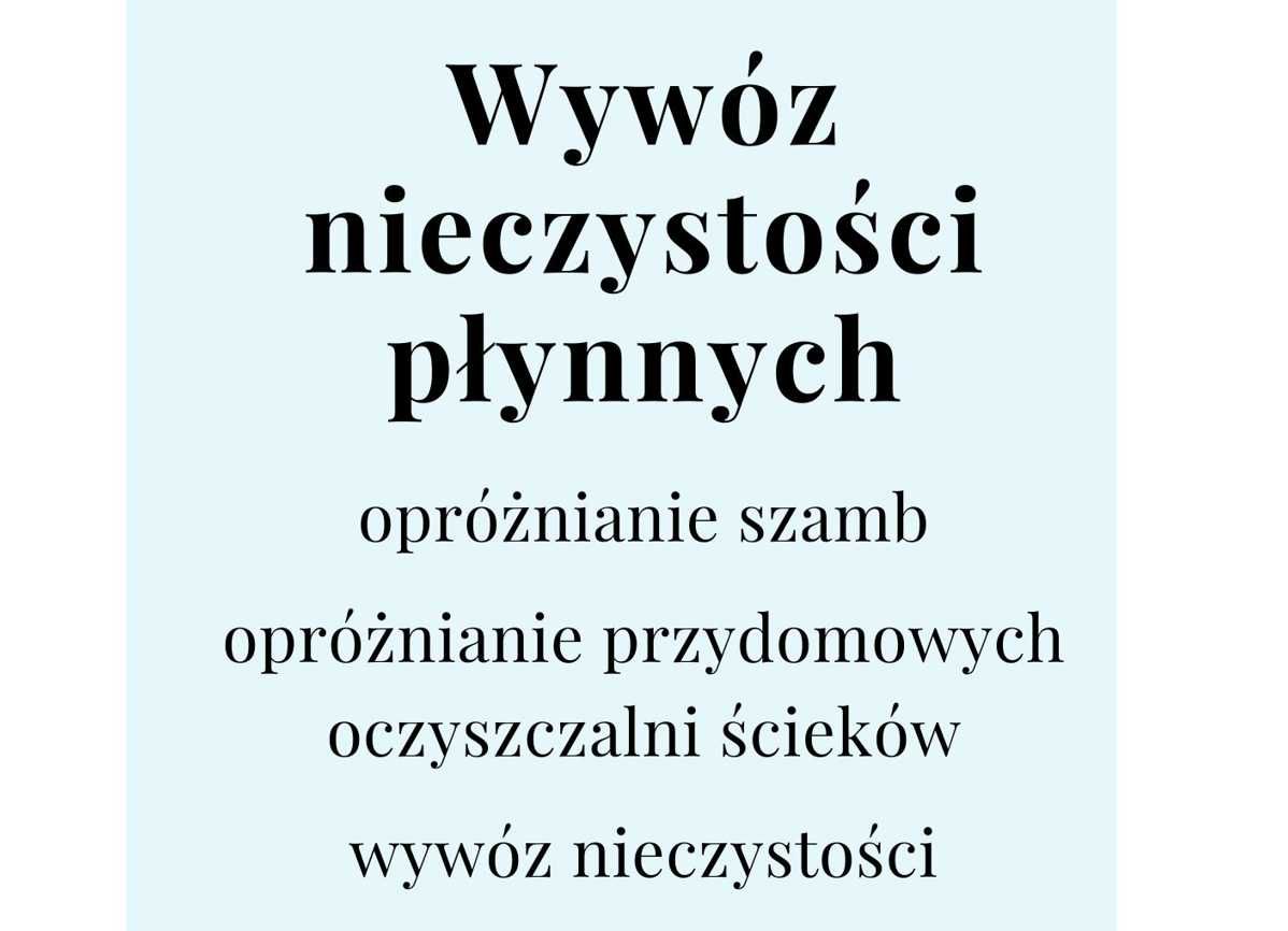 Wywóz szamba i przydomowych oczyszczalni ścieków