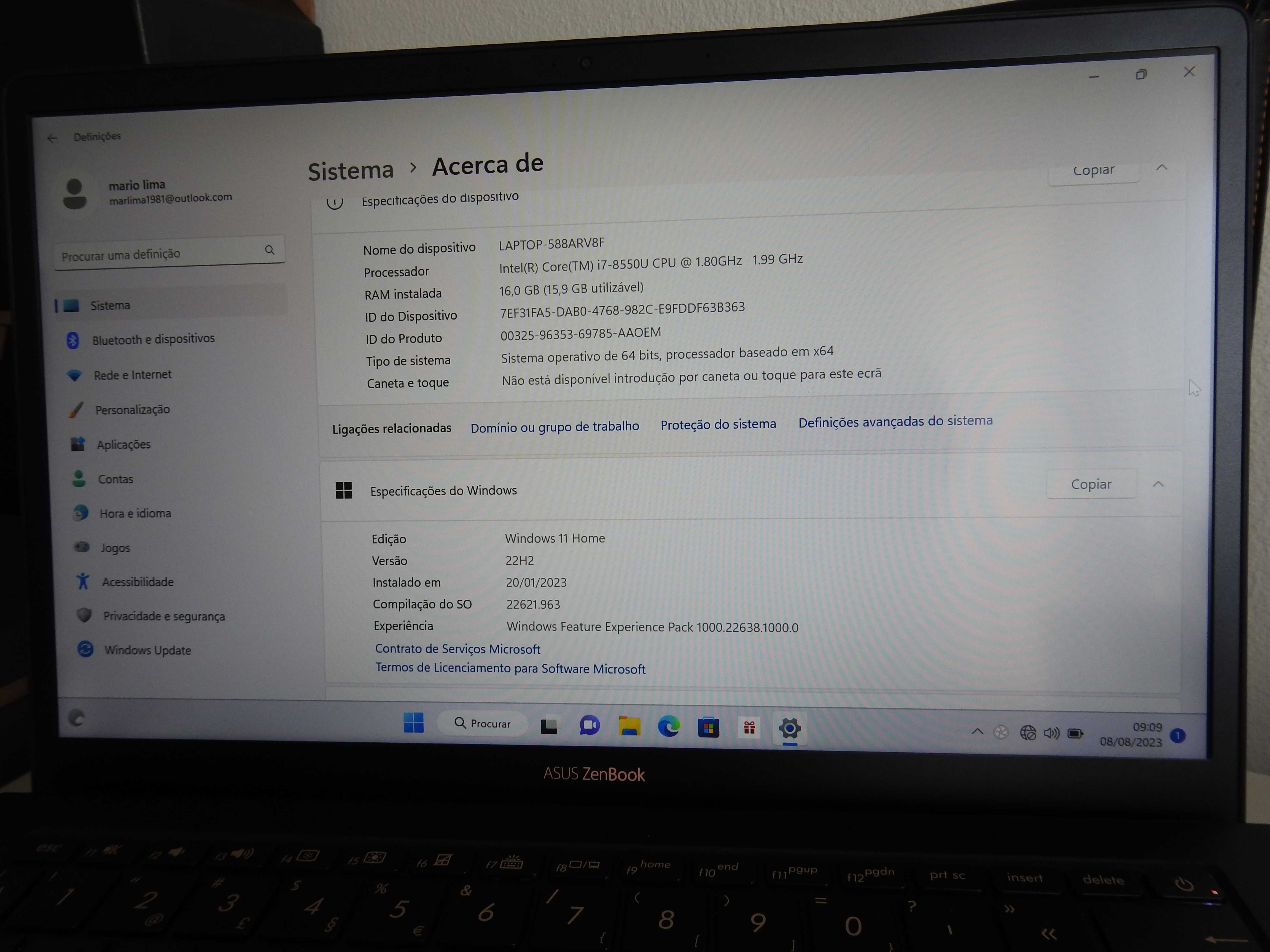 Computador Portátil Notebook Asus Zenbook S - UX391U