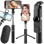 Kijek do Selfie Stick z Lampą LED Statyw Tripod + Pilot Bluetooth