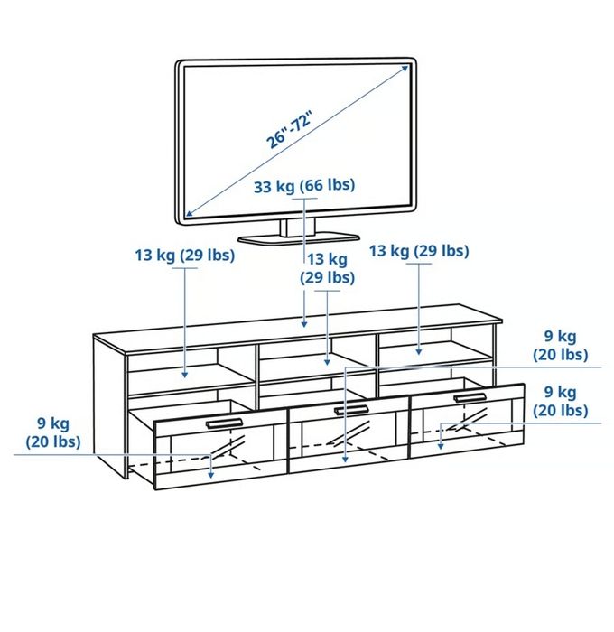 Movel de TV branco com gavetas