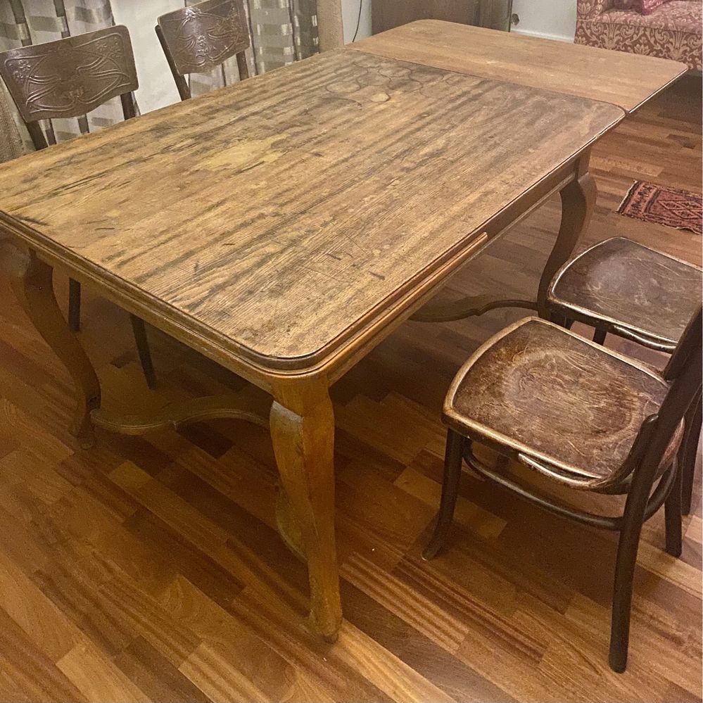 Stary stol debowy ,rozkladany