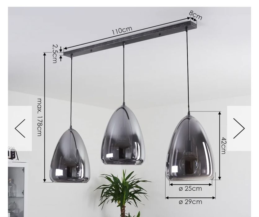 Francisco Lampa Wisząca Stare Złoto, 2-punktowe