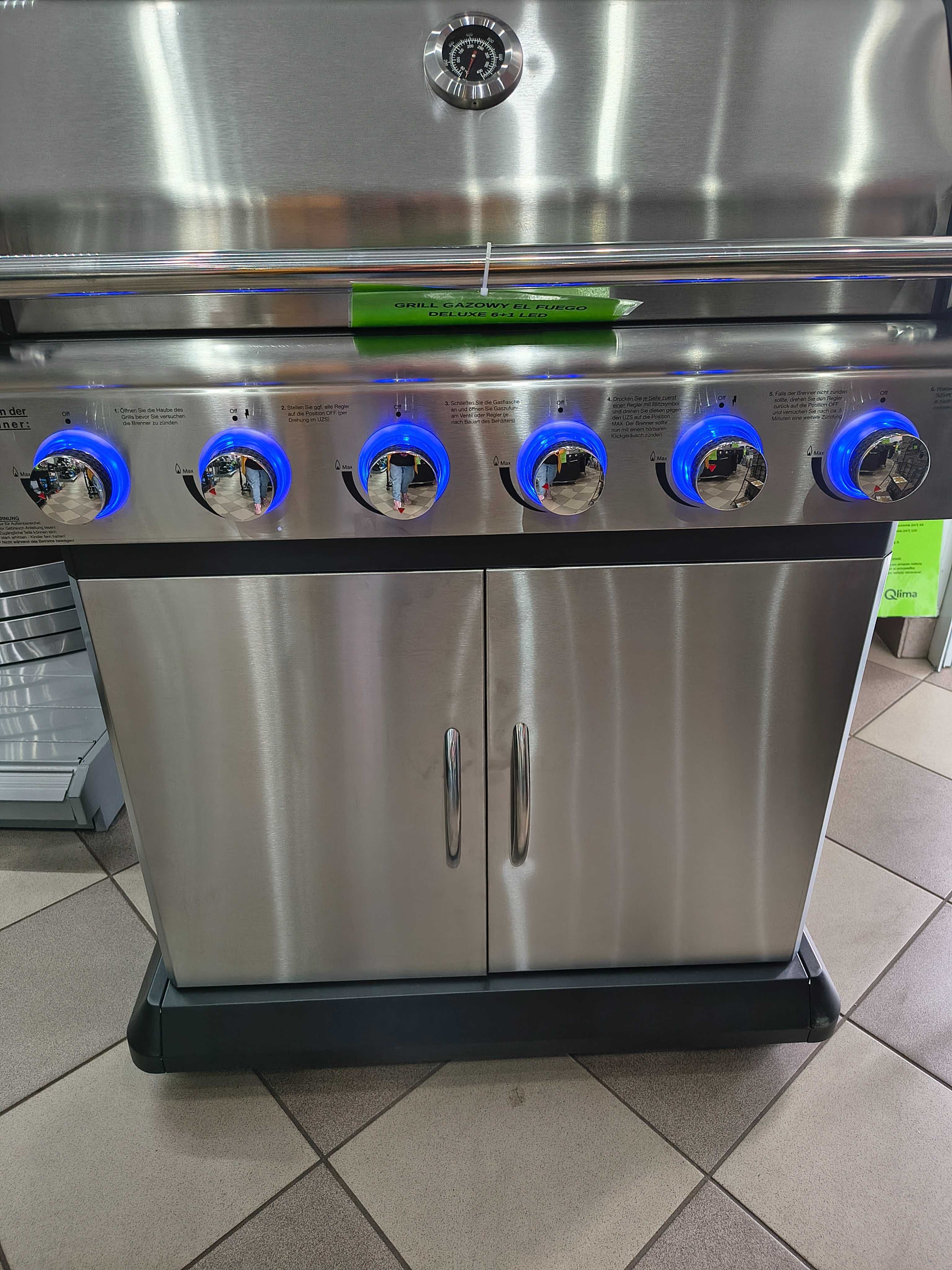 Duży Solidny GRILL GAZOWY EL FUEGO DELUXE  21KW  LED 7 palników NOWY !