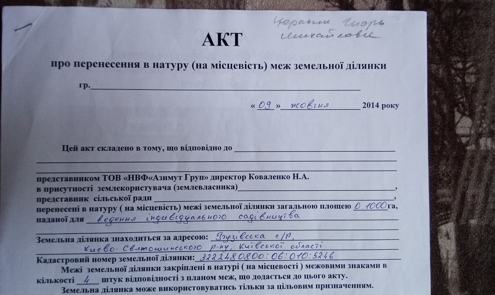 Ділянка в садовому трваристві
