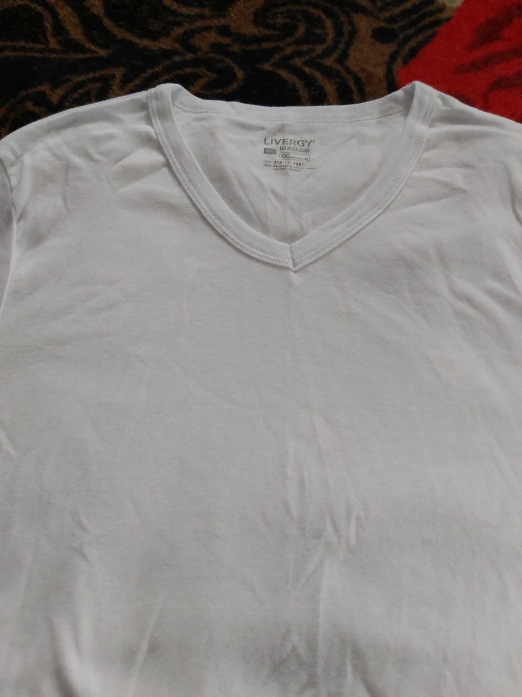 Мужская футболка белого цвета V-горловина Livergy L 4 шт. новые