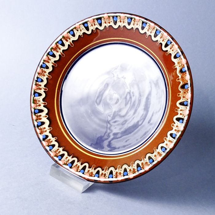 folk ręcznie malowany naścienny gliniany talerz patera