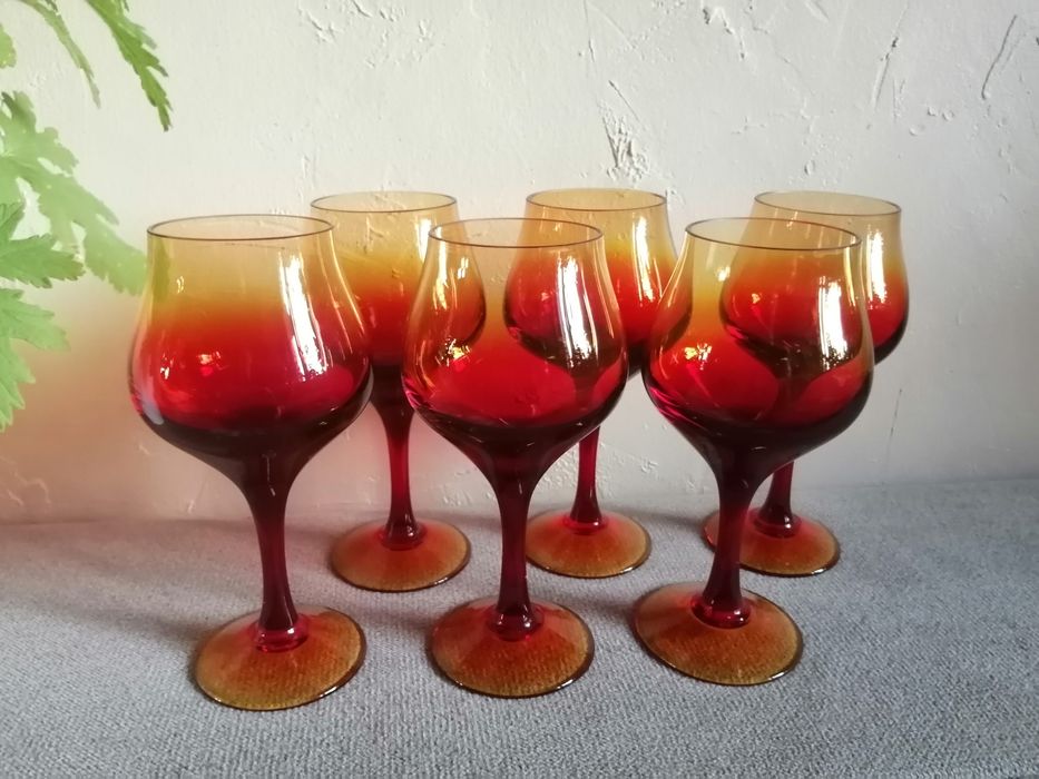 Kieliszki Horbowy szkło z PRL komplet 6szt
