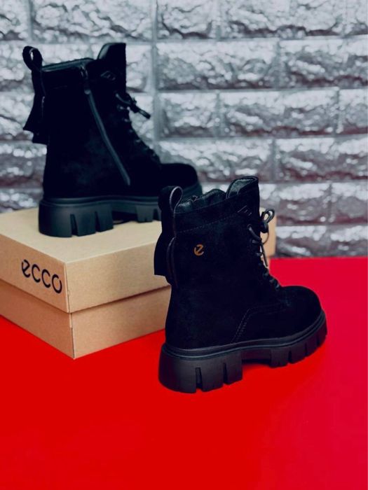 Ботинки ECCO замшевые зимние / недорогие женские ботинки купить зима