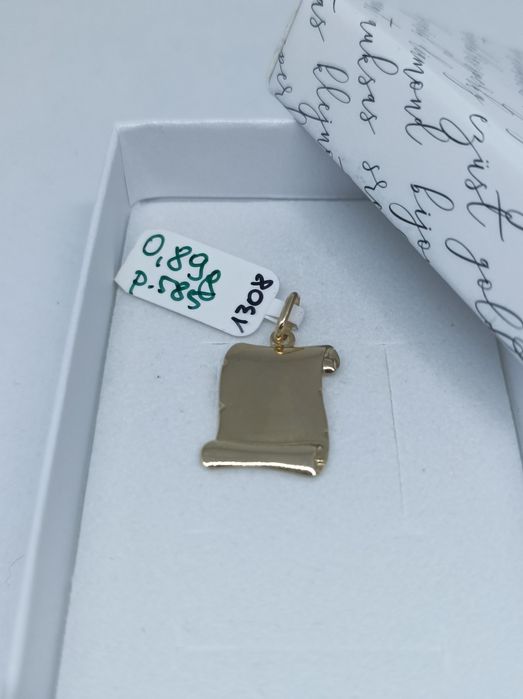 Złoty wisiorek blaszka "papirus" złoto 585