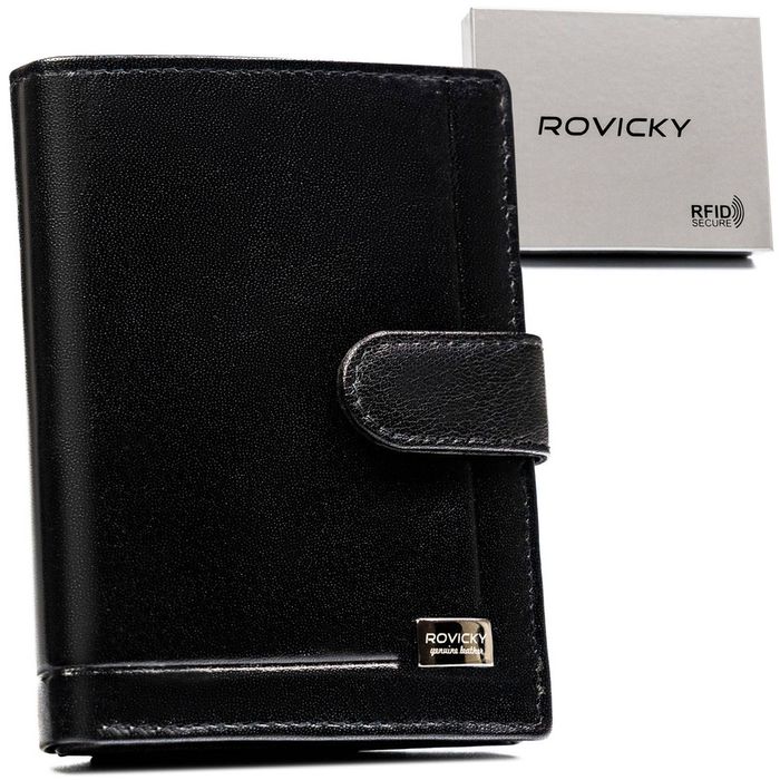 kompaktowy portfel męski na karty ze skóry naturalnej - rovicky