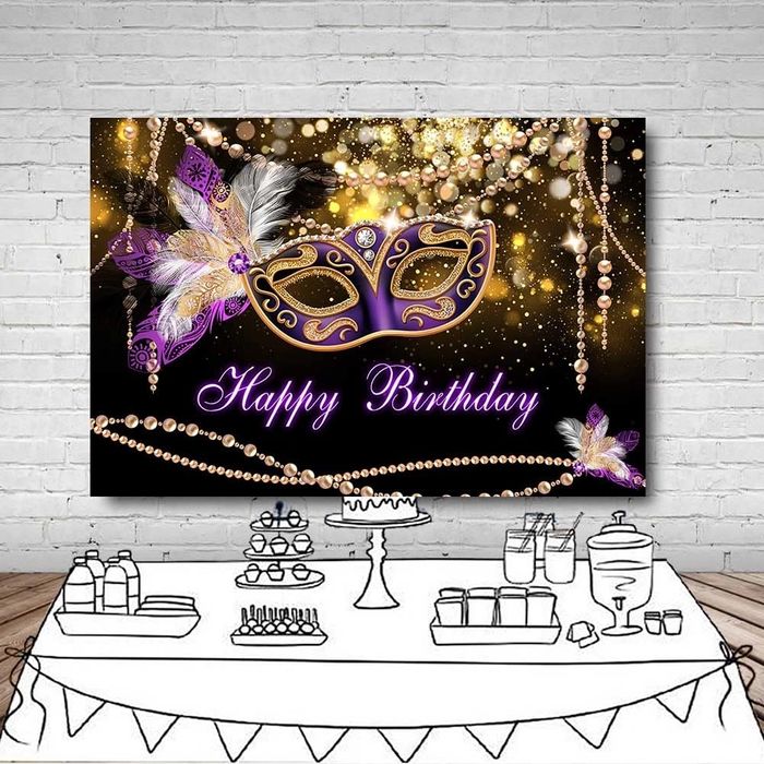 Ścianka tło 210 x 150 cm Happy Birthday urodziny karnawał sylwester