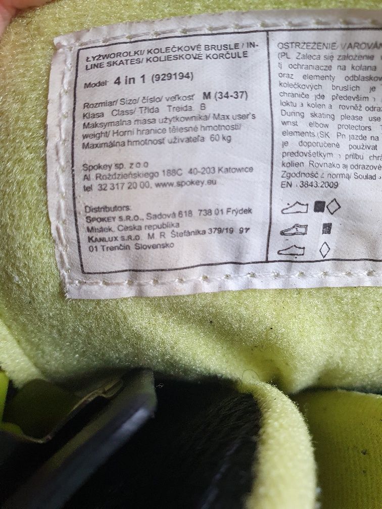 Rolki Spokey dla dzieci dziecka 4w1 rozmiar M 34-37